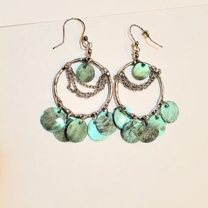 Turquoise and silver Hoop and Loop Earrings